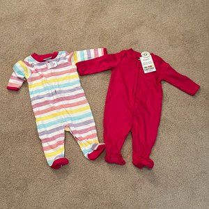 NWT 3 mos. Lamaze colorful 2-pack footies- long sleeves/pants, girls
